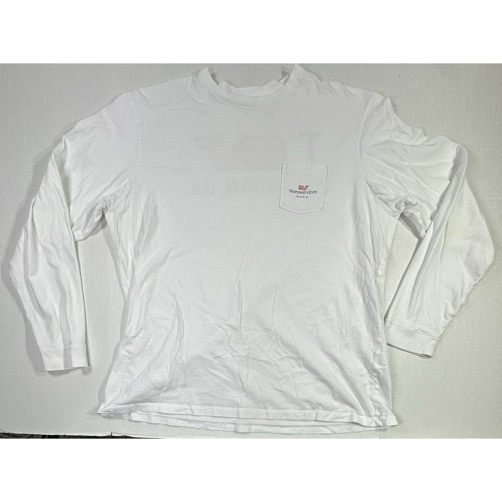 Vineyard Vines Men's XXL Long Sleeve Pocket T-Shirt White I Whale Savannah GA